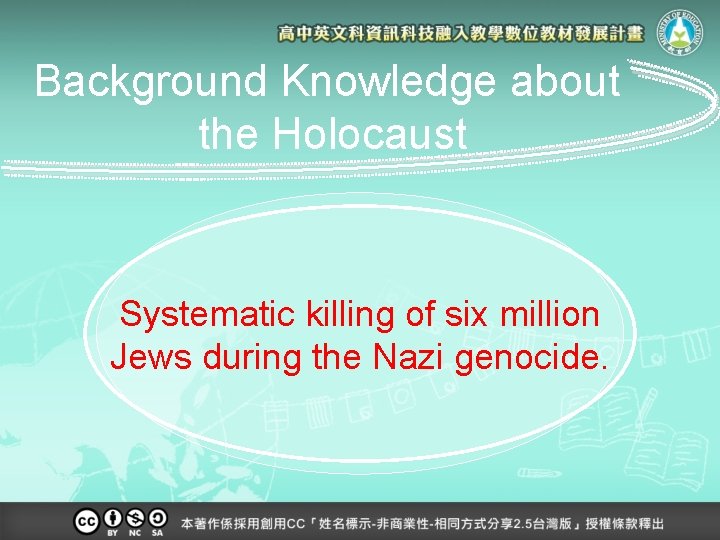 Background Knowledge about the Holocaust Systematic killing of six million Jews during the Nazi