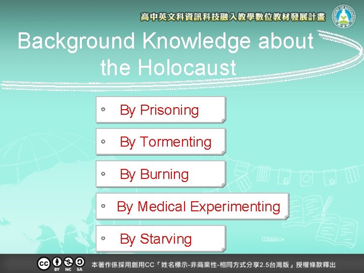 Background Knowledge about the Holocaust By Prisoning By Tormenting By Burning By Medical Experimenting