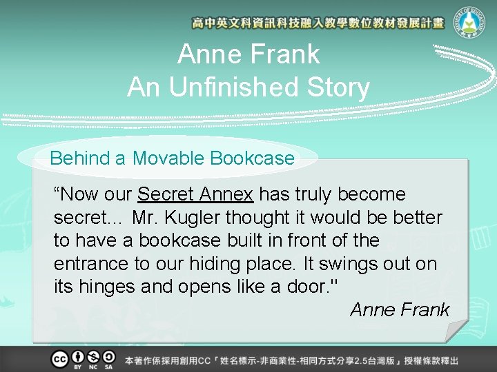 Anne Frank An Unfinished Story Behind a Movable Bookcase “Now our Secret Annex has