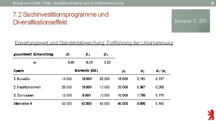 5 Busse von Colbe / Witte: Investitionstheorie und Investitionsrechnung 7. 2 Sachinvestitionsprogramme und Diversifikationseffekt
