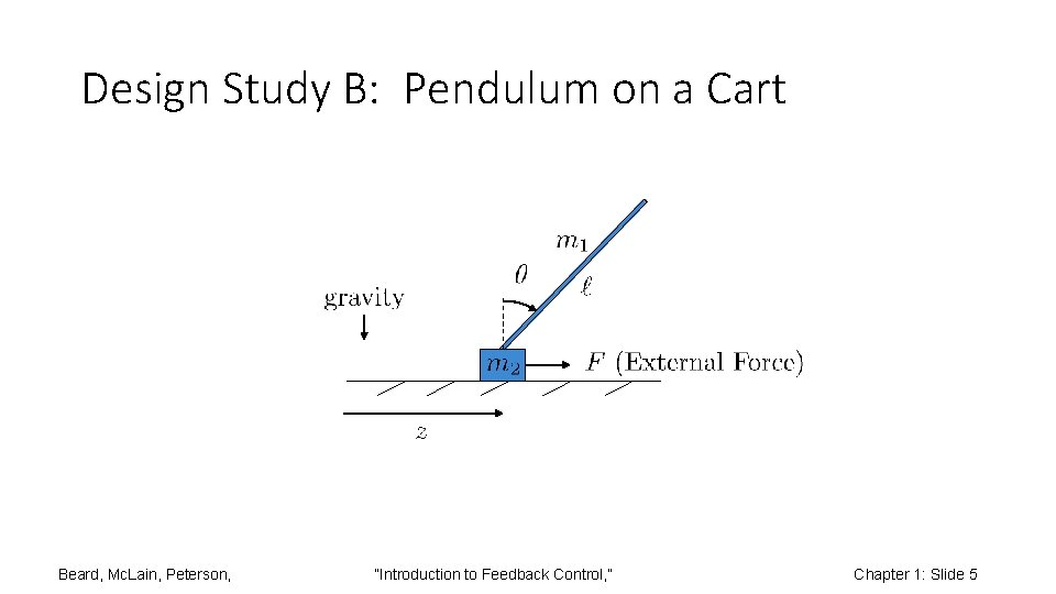 Design Study B: Pendulum on a Cart Beard, Mc. Lain, Peterson, “Introduction to Feedback