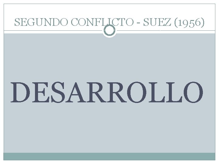 SEGUNDO CONFLICTO - SUEZ (1956) DESARROLLO 