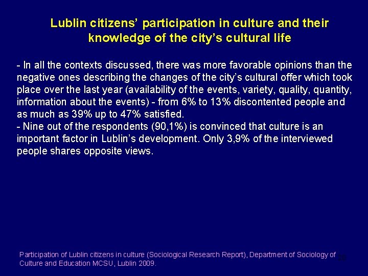 Lublin citizens’ participation in culture and their knowledge of the city’s cultural life -