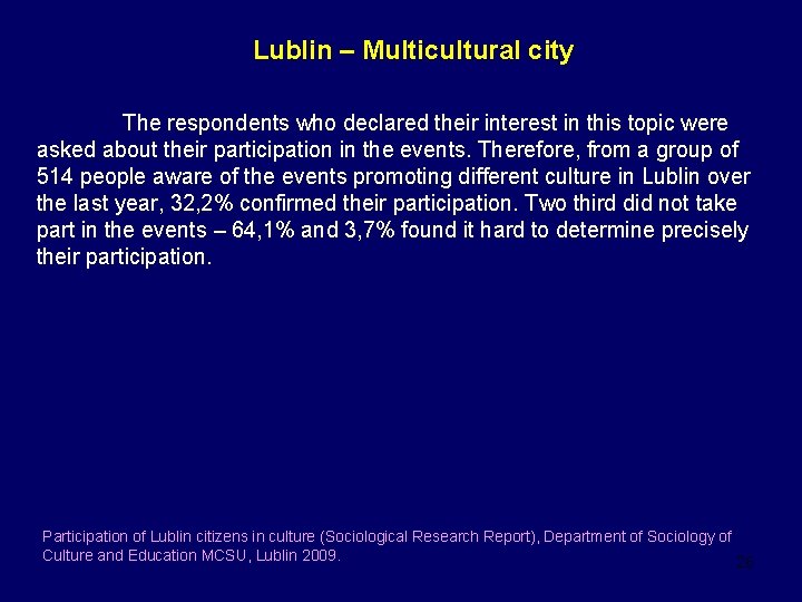 Lublin – Multicultural city The respondents who declared their interest in this topic were