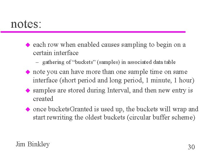 notes: u each row when enabled causes sampling to begin on a certain interface