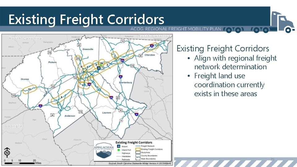 Existing Freight Corridors • Align with regional freight network determination • Freight land use