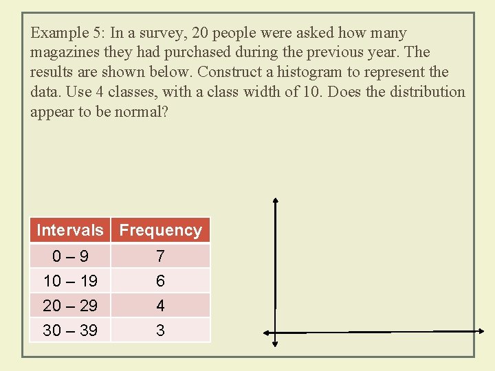 Example 5: In a survey, 20 people were asked how many magazines they had