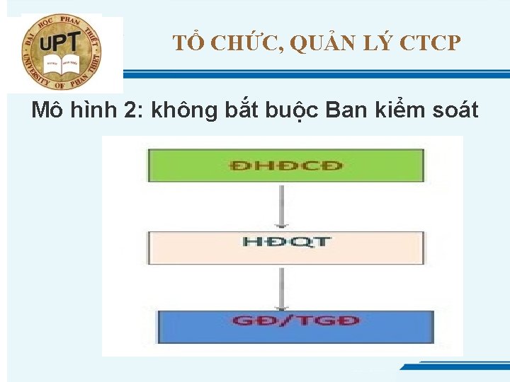 TỔ CHỨC, QUẢN LÝ CTCP Mô hình 2: không bắt buộc Ban kiểm soát