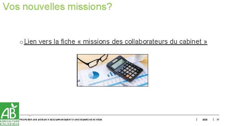 Vos nouvelles missions? o Lien vers la fiche « missions des collaborateurs du cabinet