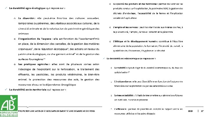 PROPOSER UNE MISSION D’ACCOMPAGNEMENT D’UNE DÉMARCHE DE RSEA 2020 27 