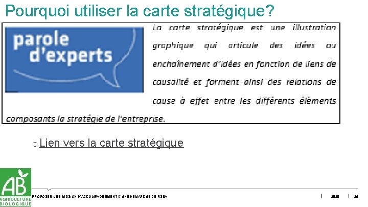 Pourquoi utiliser la carte stratégique? o Lien vers la carte stratégique PROPOSER UNE MISSION