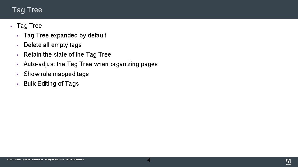 Tag Tree § Tag Tree expanded by default § Delete all empty tags §