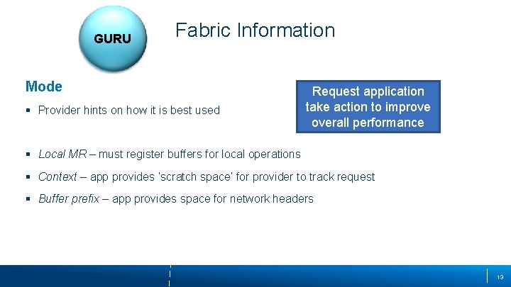 GURU Fabric Information Mode § Provider hints on how it is best used Request