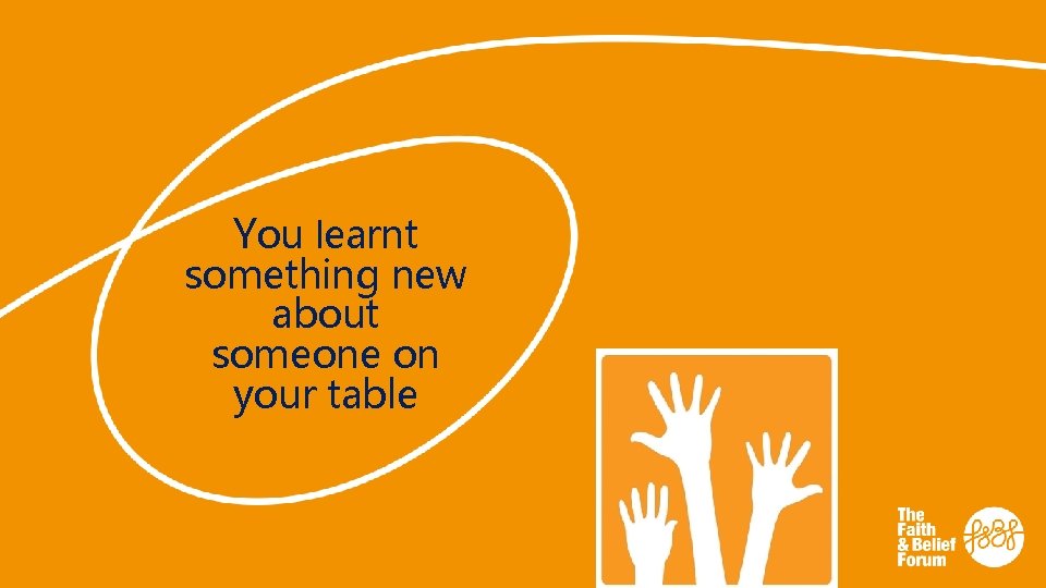 You learnt something new about someone on your table 