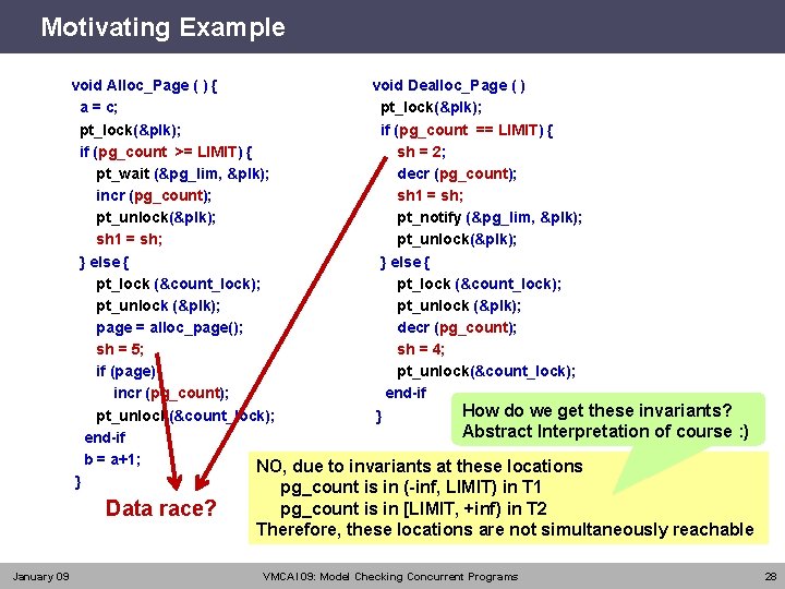 Motivating Example void Alloc_Page ( ) { void Dealloc_Page ( ) a = c;