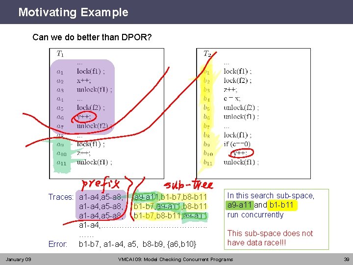 Motivating Example Can we do better than DPOR? Traces: a 1 -a 4, a