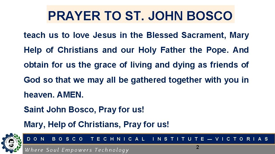 PRAYER TO ST. JOHN BOSCO teach us to love Jesus in the Blessed Sacrament,