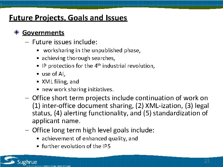 Future Projects, Goals and Issues Governments – Future issues include: • • • worksharing