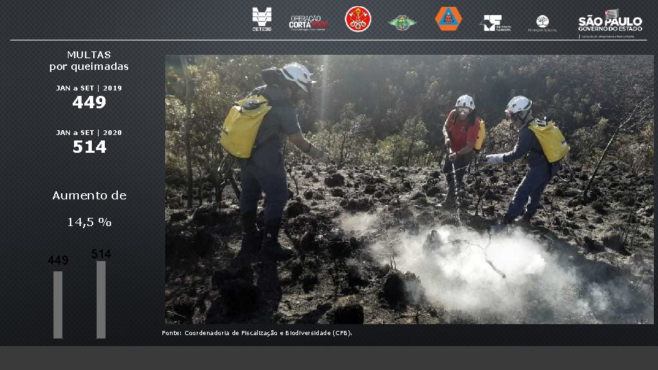 MULTAS por queimadas JAN a SET | 2019 449 JAN a SET | 2020