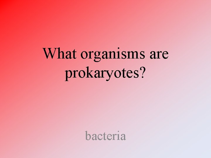 What organisms are prokaryotes? bacteria 