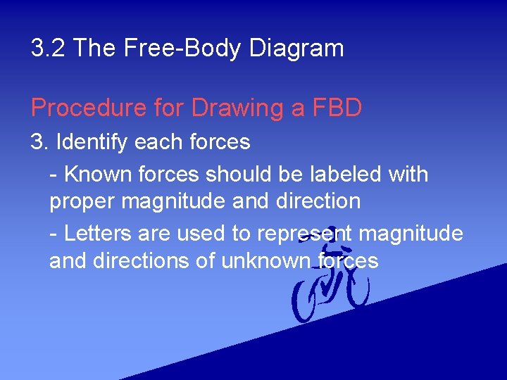 3. 2 The Free-Body Diagram Procedure for Drawing a FBD 3. Identify each forces