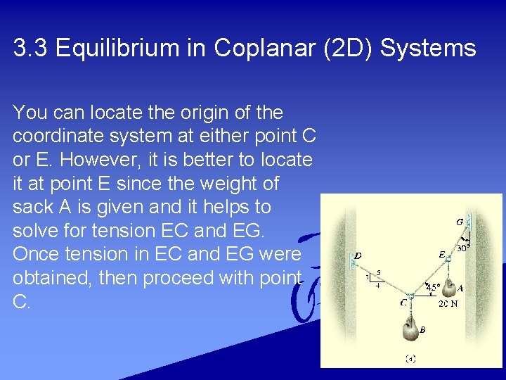 3. 3 Equilibrium in Coplanar (2 D) Systems You can locate the origin of