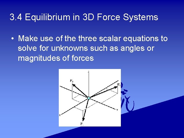 3. 4 Equilibrium in 3 D Force Systems • Make use of the three