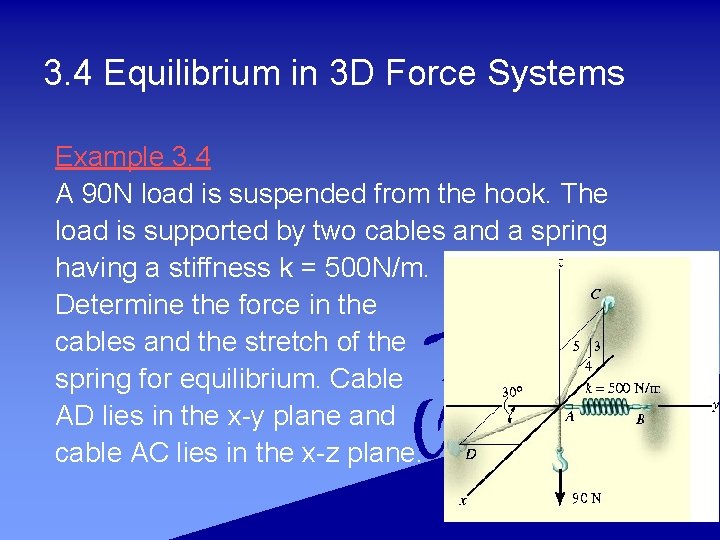 3. 4 Equilibrium in 3 D Force Systems Example 3. 4 A 90 N