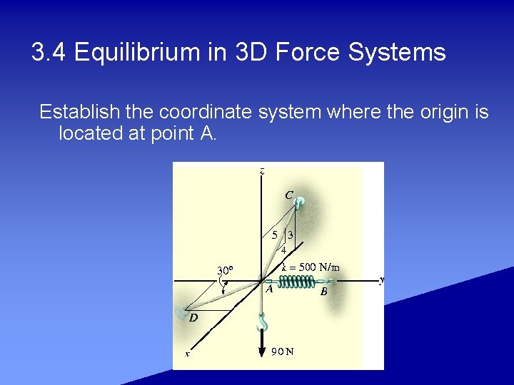 3. 4 Equilibrium in 3 D Force Systems Establish the coordinate system where the