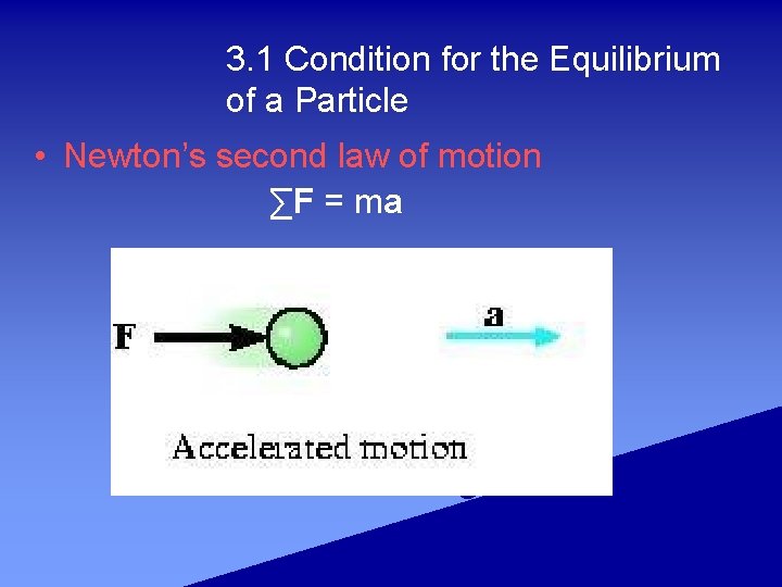 3. 1 Condition for the Equilibrium of a Particle • Newton’s second law of