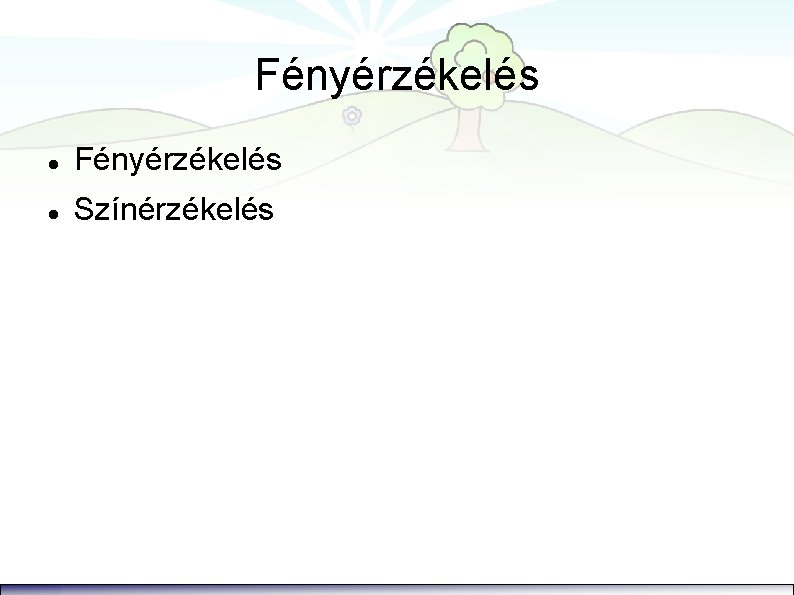 Fényérzékelés Színérzékelés 