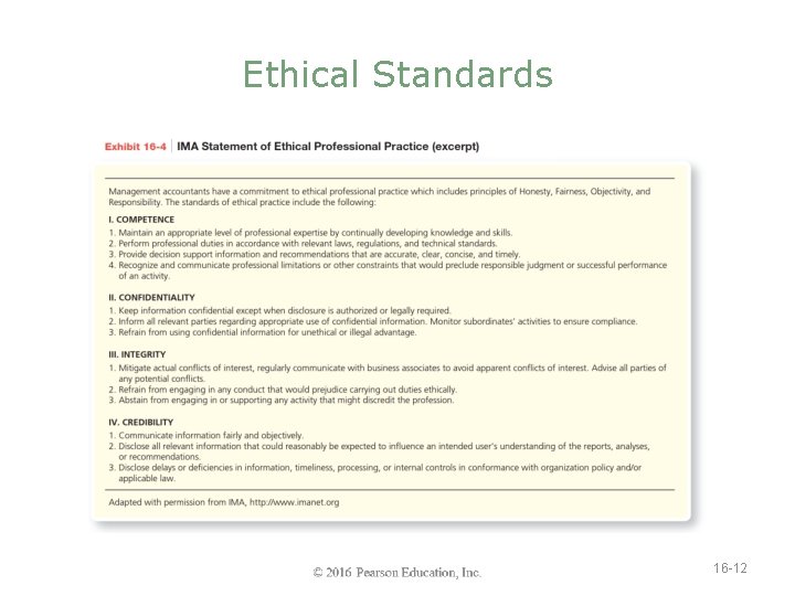 Ethical Standards 16 -12 