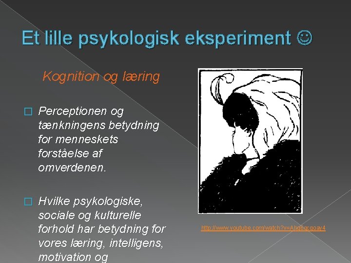 Et lille psykologisk eksperiment Kognition og læring � Perceptionen og tænkningens betydning for menneskets