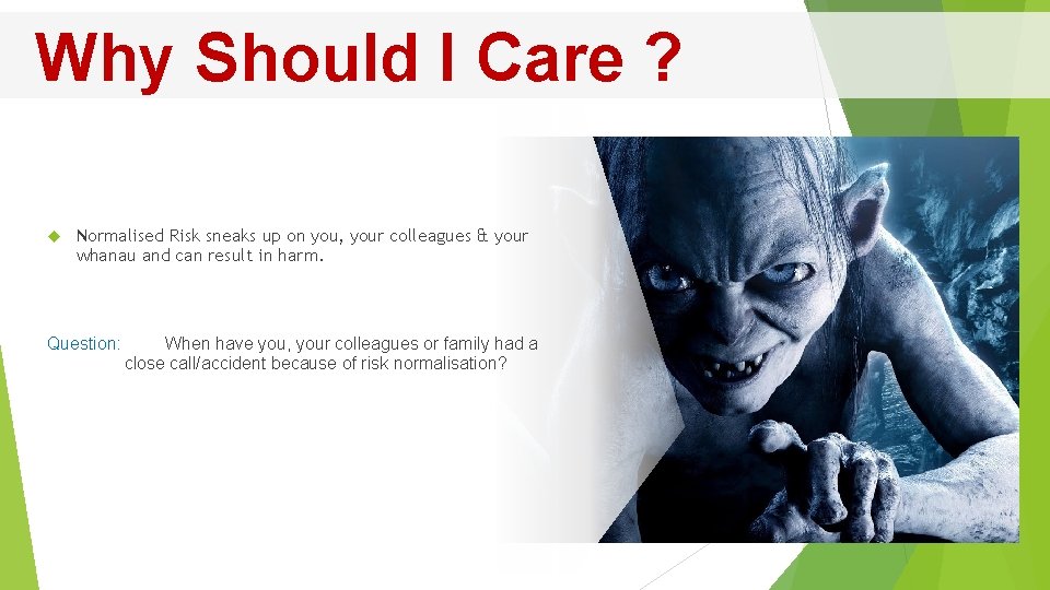 Why Should I Care ? Normalised Risk sneaks up on you, your colleagues &