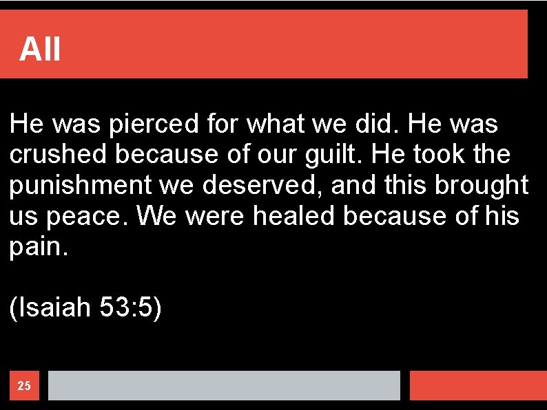 All He was pierced for what we did. He was crushed because of our