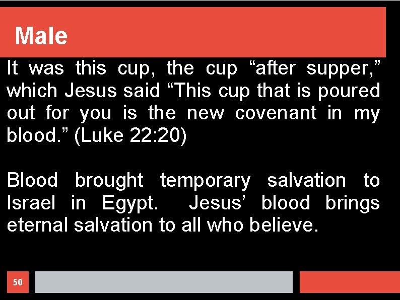 Male It was this cup, the cup “after supper, ” which Jesus said “This