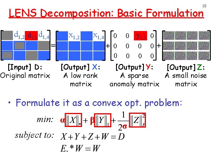10 LENS Decomposition: Basic Formulation d 1, 2 d 1, 3 d 1, 4