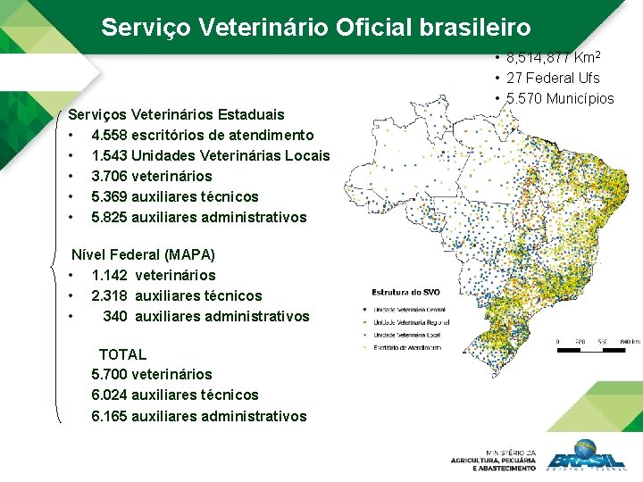 Serviço Veterinário Oficial brasileiro • 8, 514, 877 Km 2 • 27 Federal Ufs