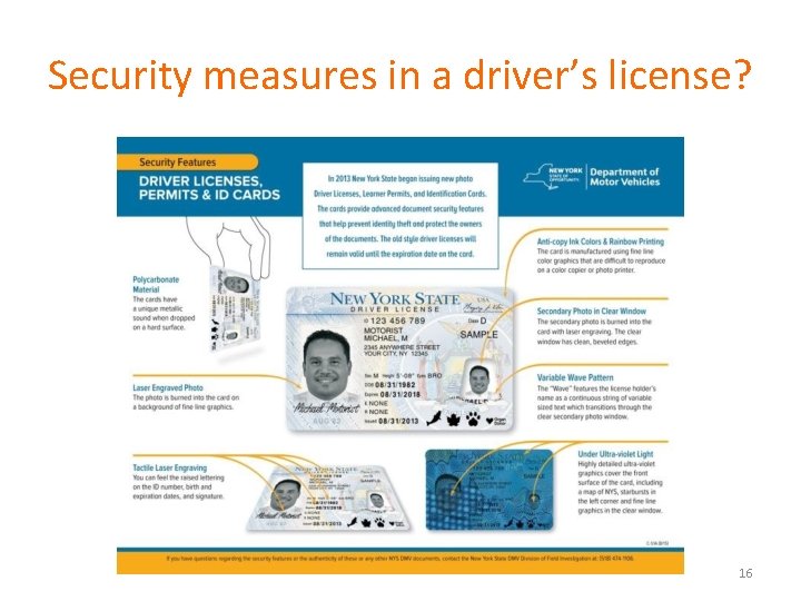 Security measures in a driver’s license? 16 