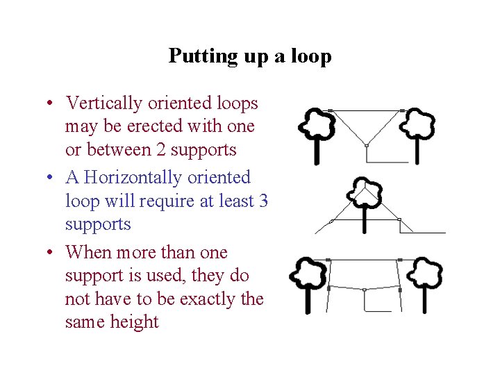 Putting up a loop • Vertically oriented loops may be erected with one or