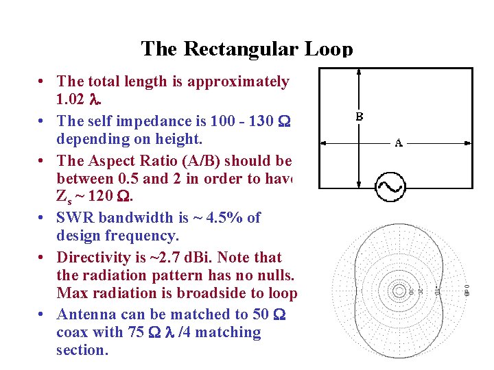 The Rectangular Loop • The total length is approximately 1. 02 . • The
