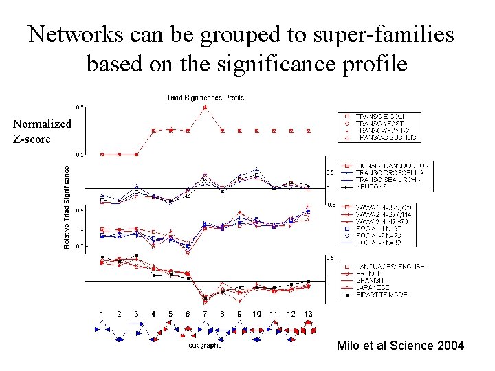 Networks can be grouped to super-families based on the significance profile Normalized Z-score Milo