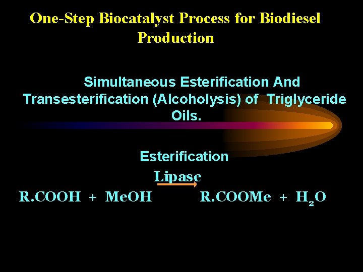 One-Step Biocatalyst Process for Biodiesel Production Simultaneous Esterification And Transesterification (Alcoholysis) of Triglyceride Oils.