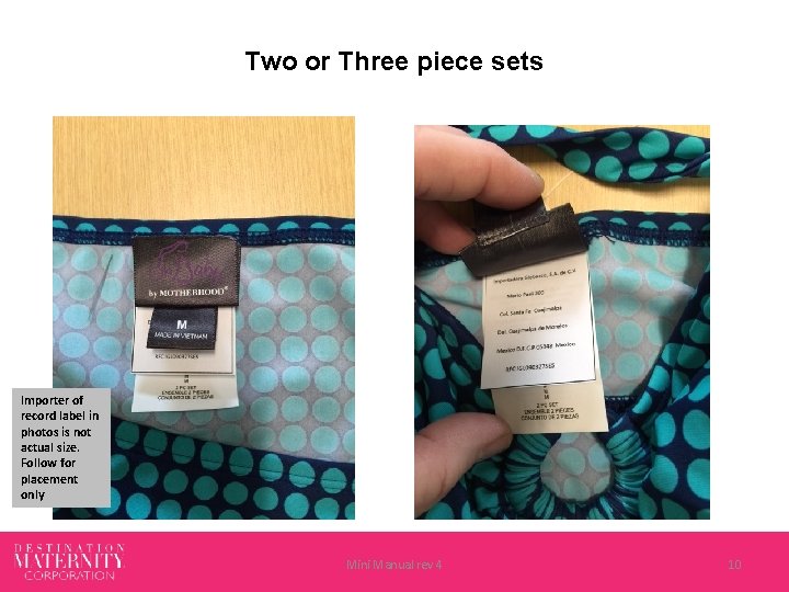 Two or Three piece sets Importer of record label in photos is not actual