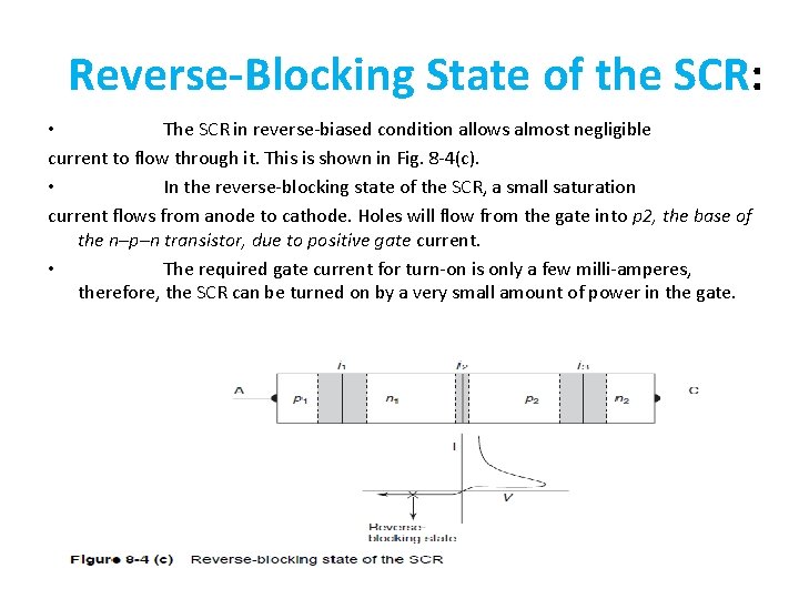 Reverse-Blocking State of the SCR: • The SCR in reverse-biased condition allows almost negligible Reverse-Blocking State of the SCR: • The SCR in reverse-biased condition allows almost negligible