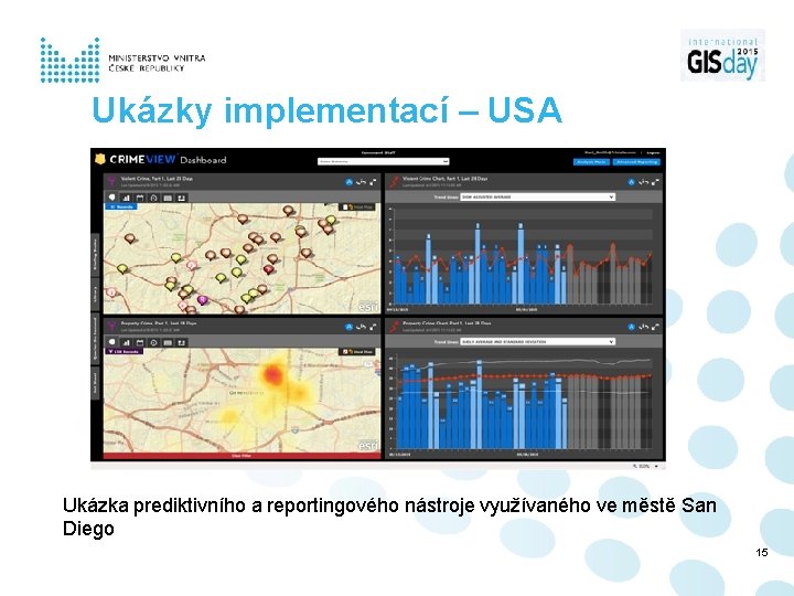 Ukázky implementací – USA Ukázka prediktivního a reportingového nástroje využívaného ve městě San Diego