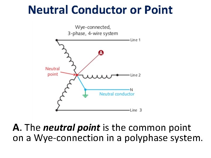 Neutral Conductor or Point A. The neutral point is the common point on a