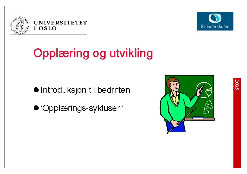Opplæring og utvikling l ‘Opplærings-syklusen’ 2005 l Introduksjon til bedriften 