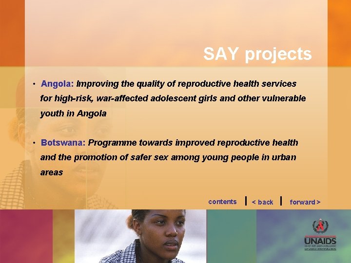 SAY projects • Angola: Improving the quality of reproductive health services for high-risk, war-affected