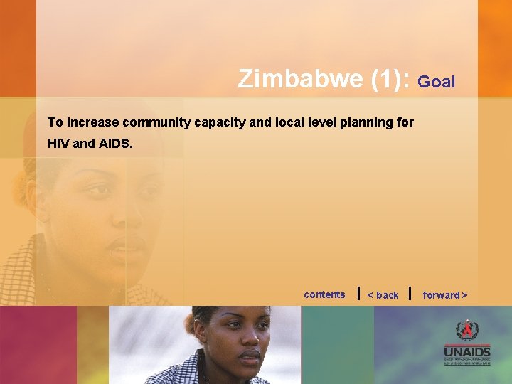 Zimbabwe (1): Goal To increase community capacity and local level planning for HIV and